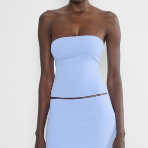 Aritzia Contour Strapless Blue Dress